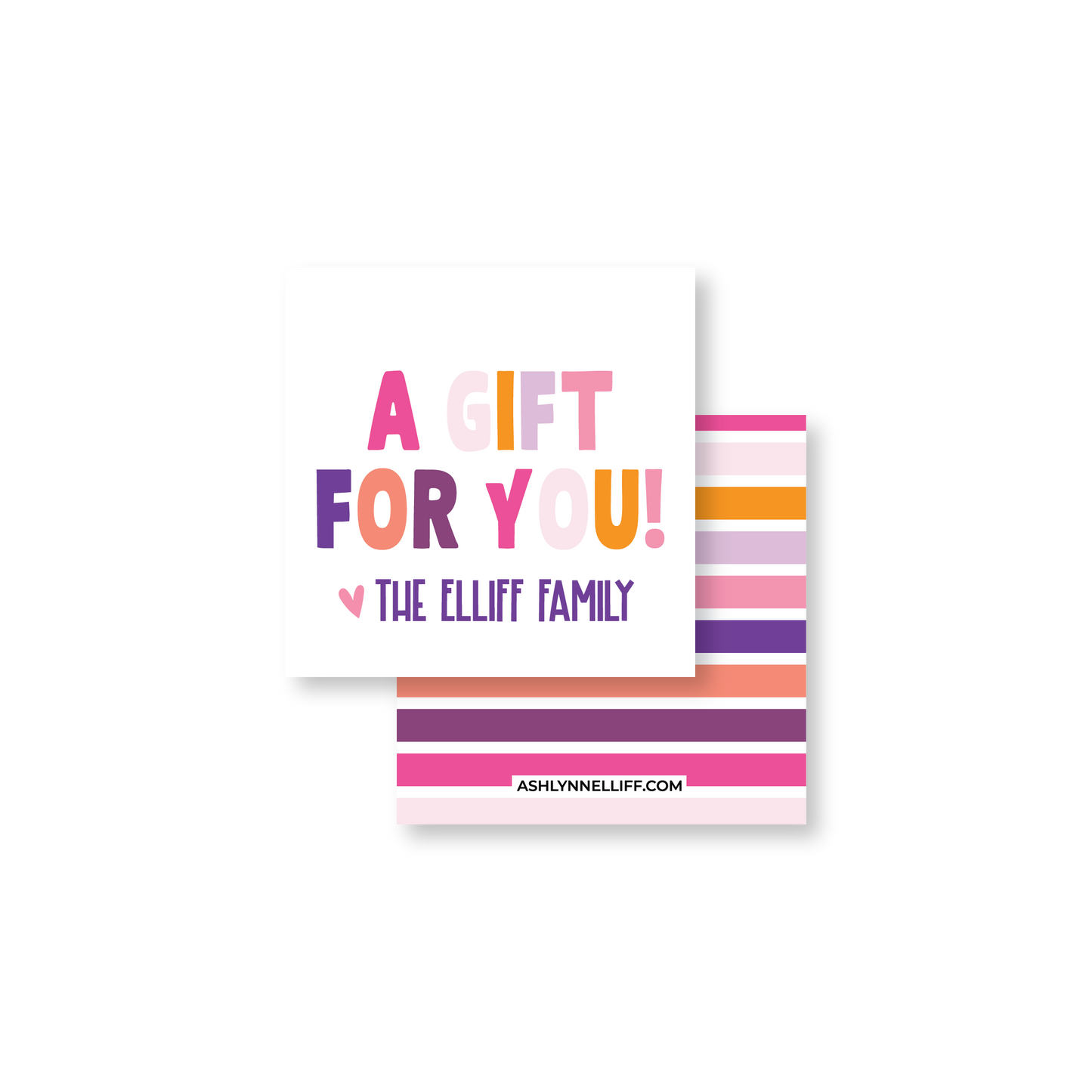 A Gift For You Pink Square Gift Tag