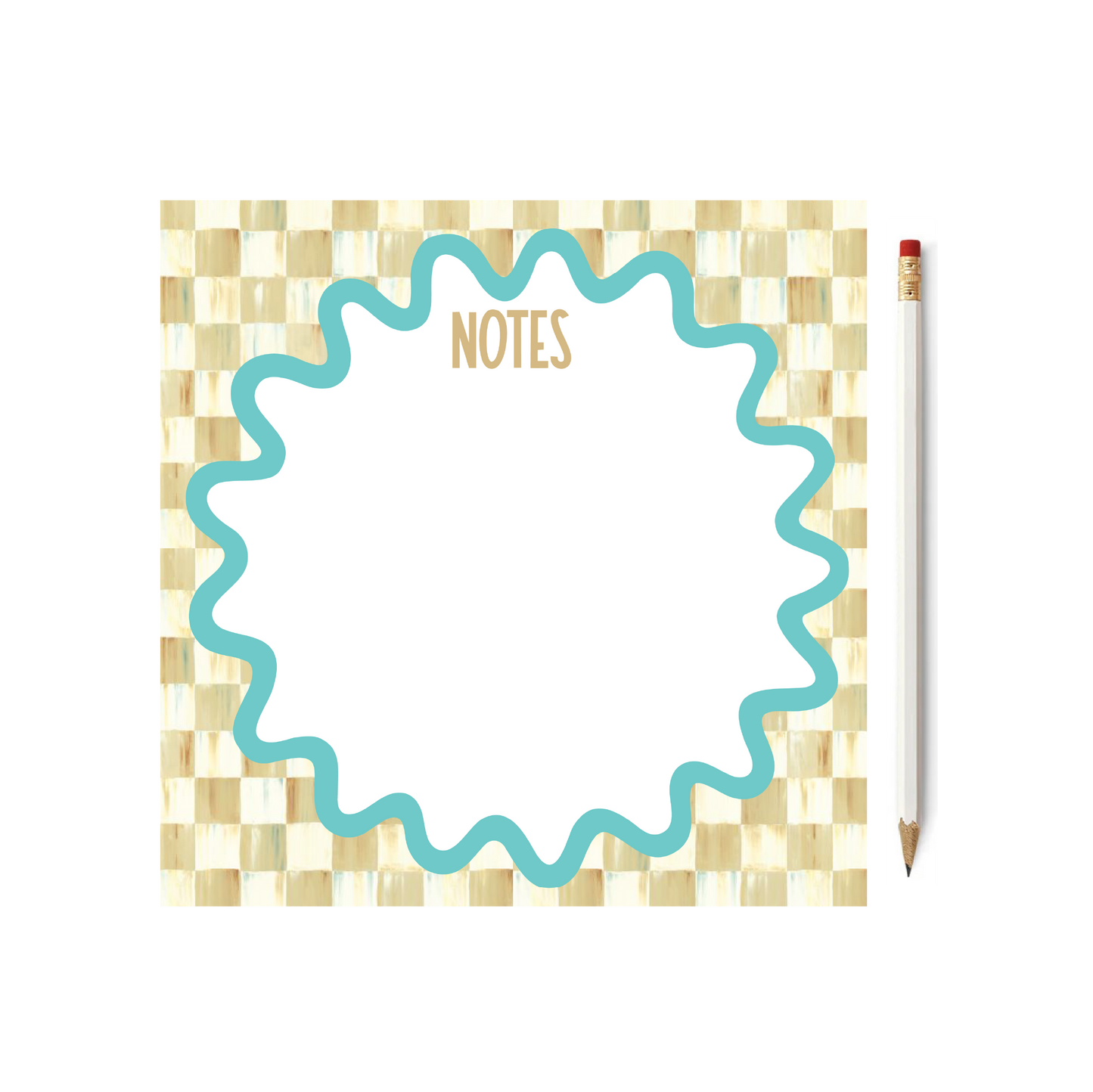 Tan & White Check Square 8" Notepad