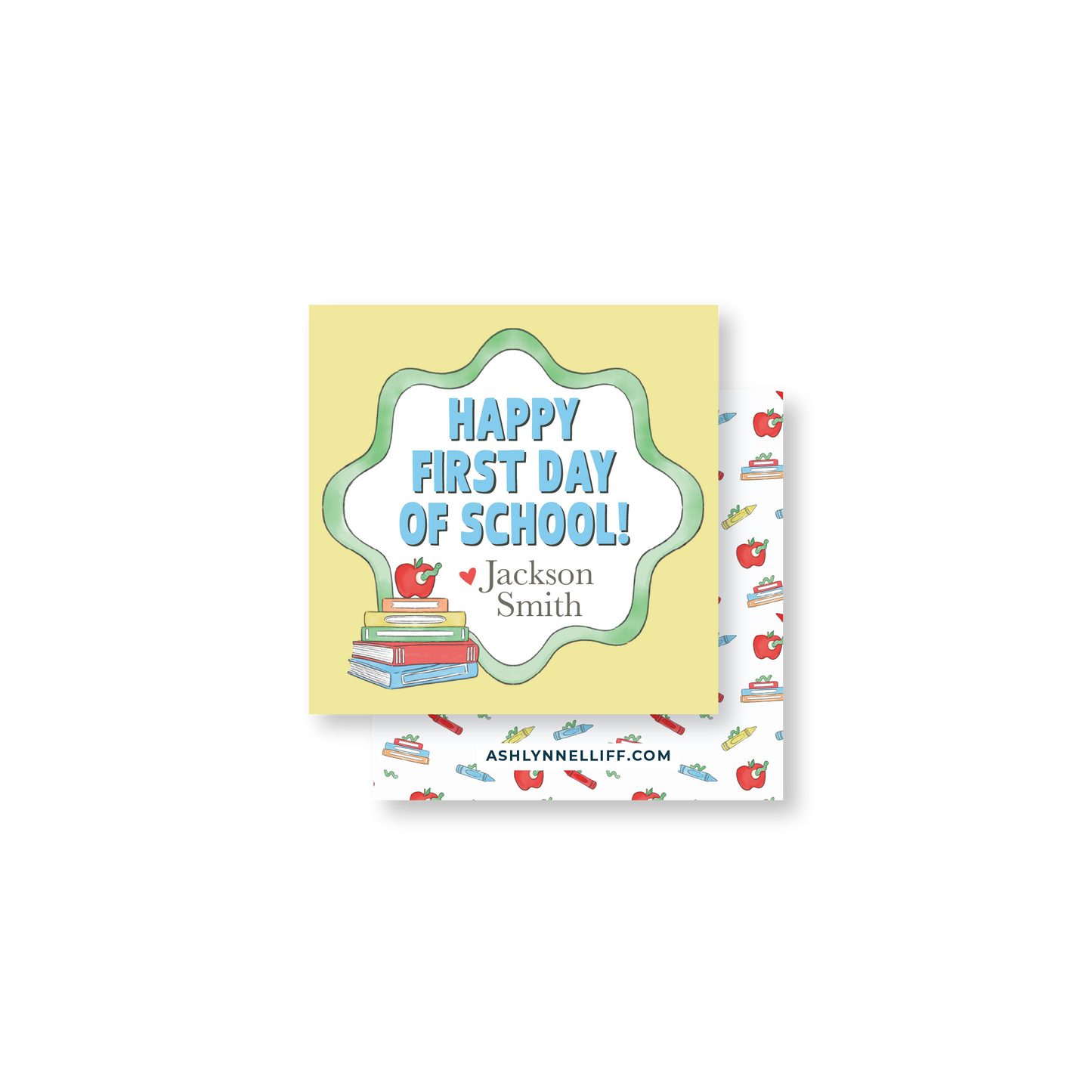 First Day of School Books & Worm Gift Tag