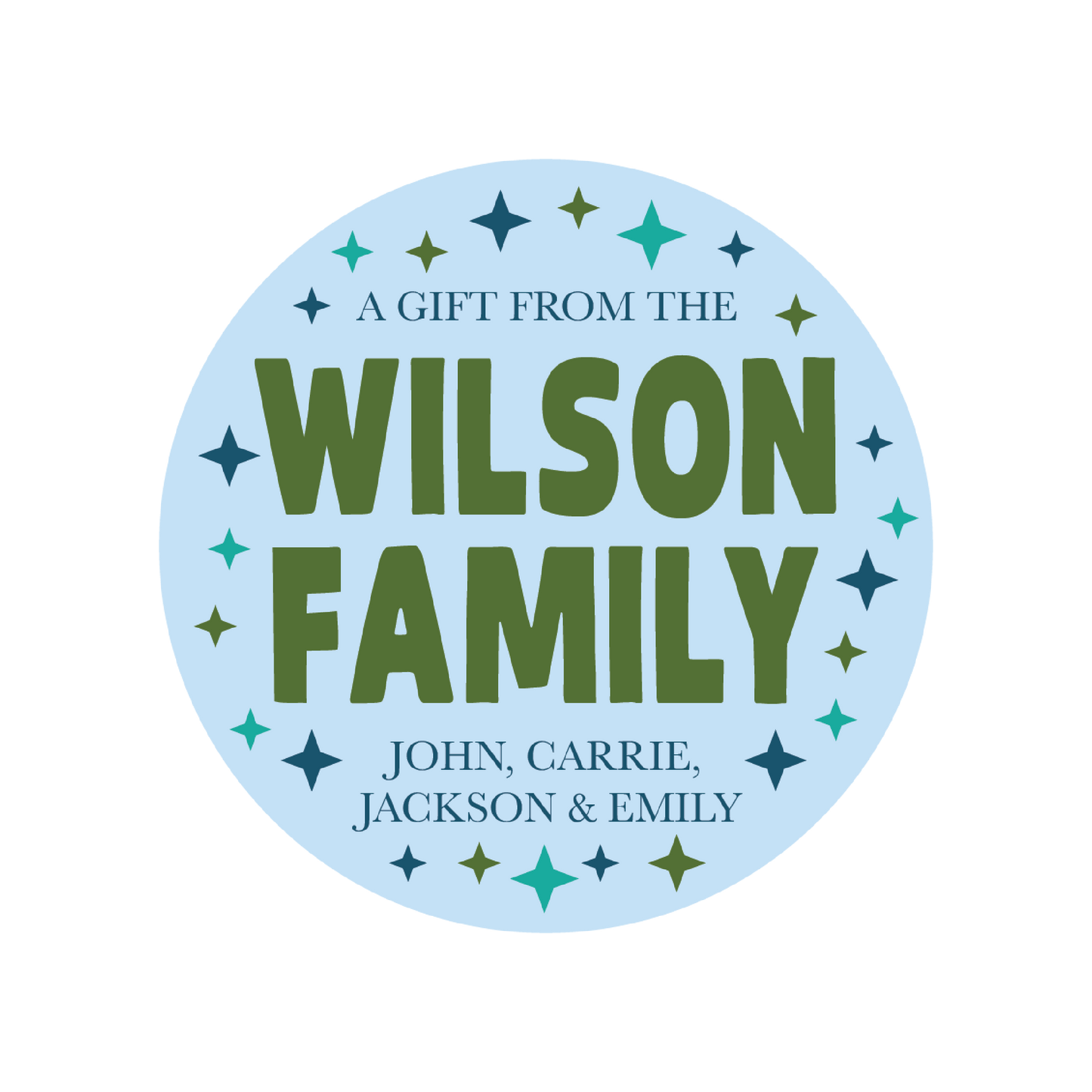 Blue & Green Family 3 inch Stickers