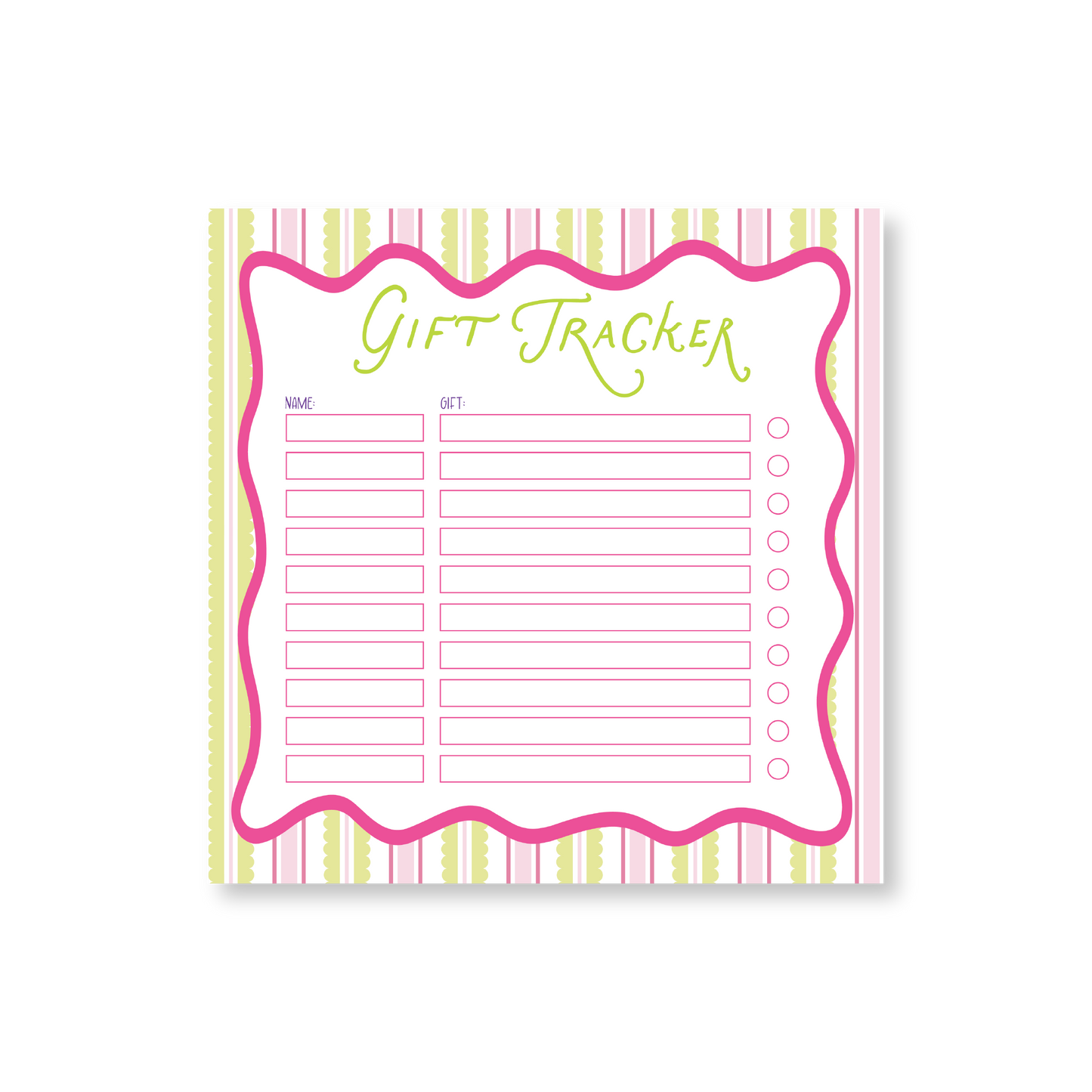 Gift Tracker Stripes & Scallops 8" Notepad
