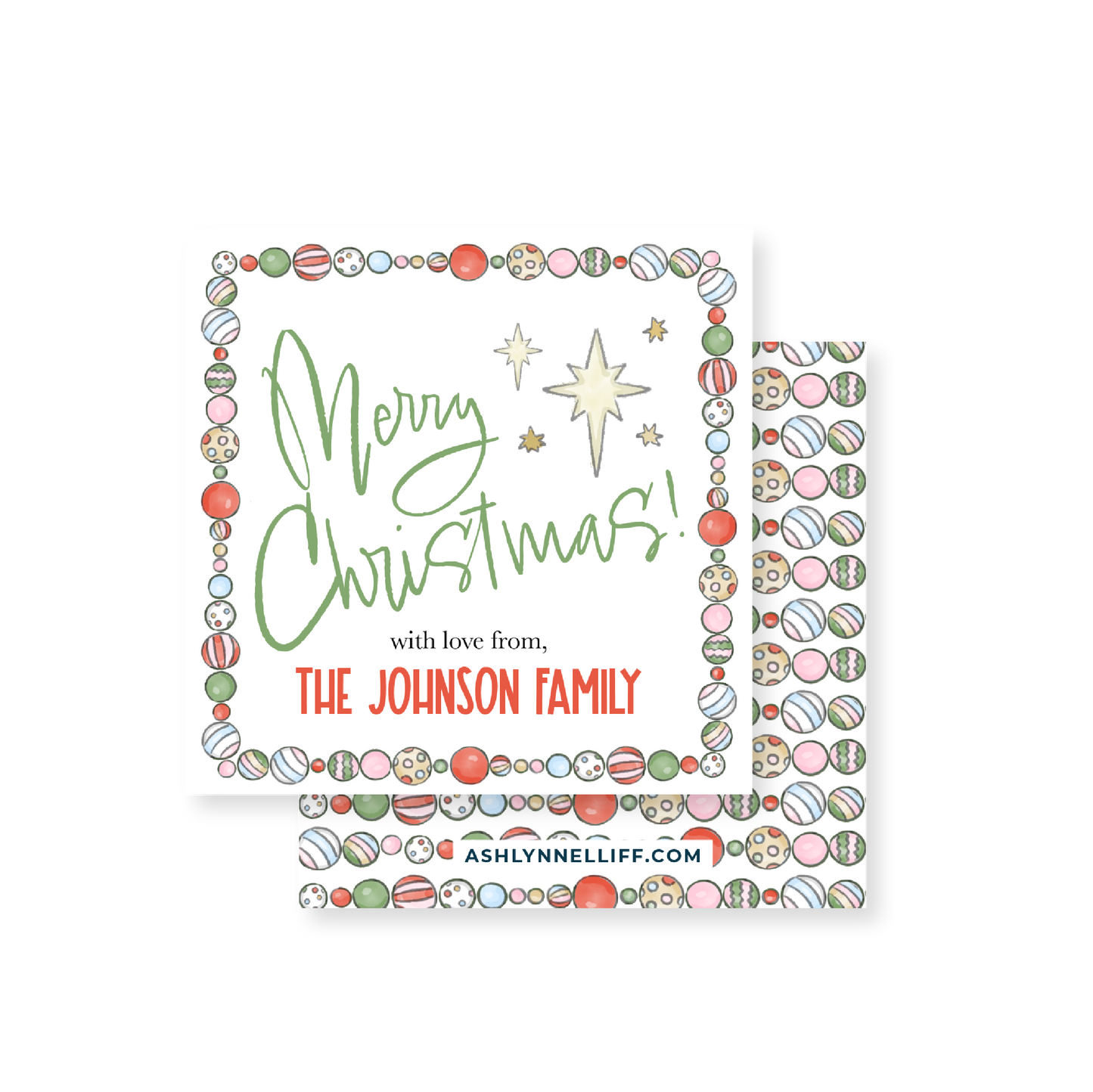 Merry Christmas Ornament Chain Holiday Gift Tag