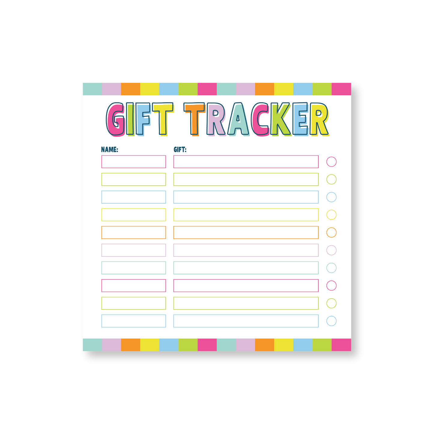 Gift Tracker Rainbow 8" Notepad