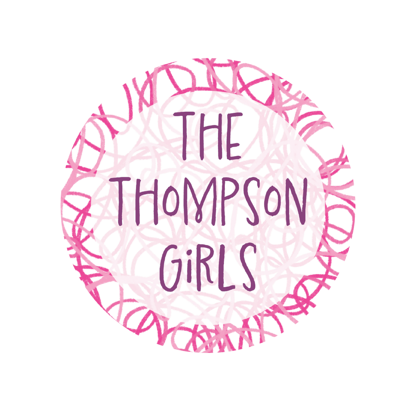 Pink Scribble Family 3 inch Stickers