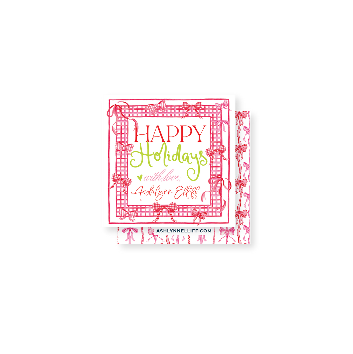 Pink Bows Holiday Gift Tag