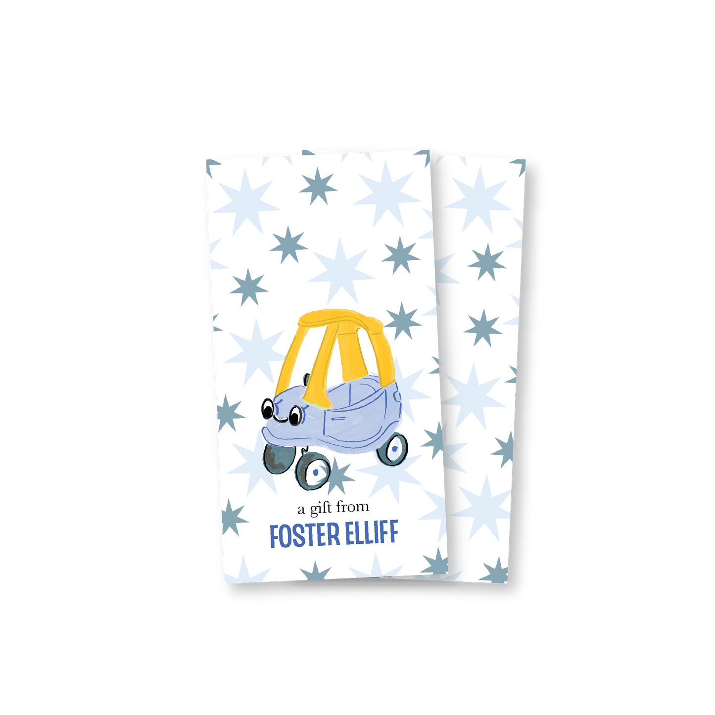 Blue Car Rectangle Gift Tag