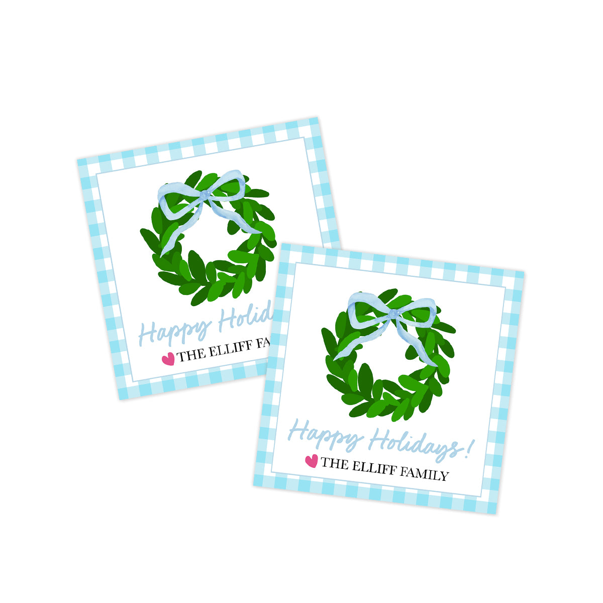 Blue Wreath Holiday Gift Tag