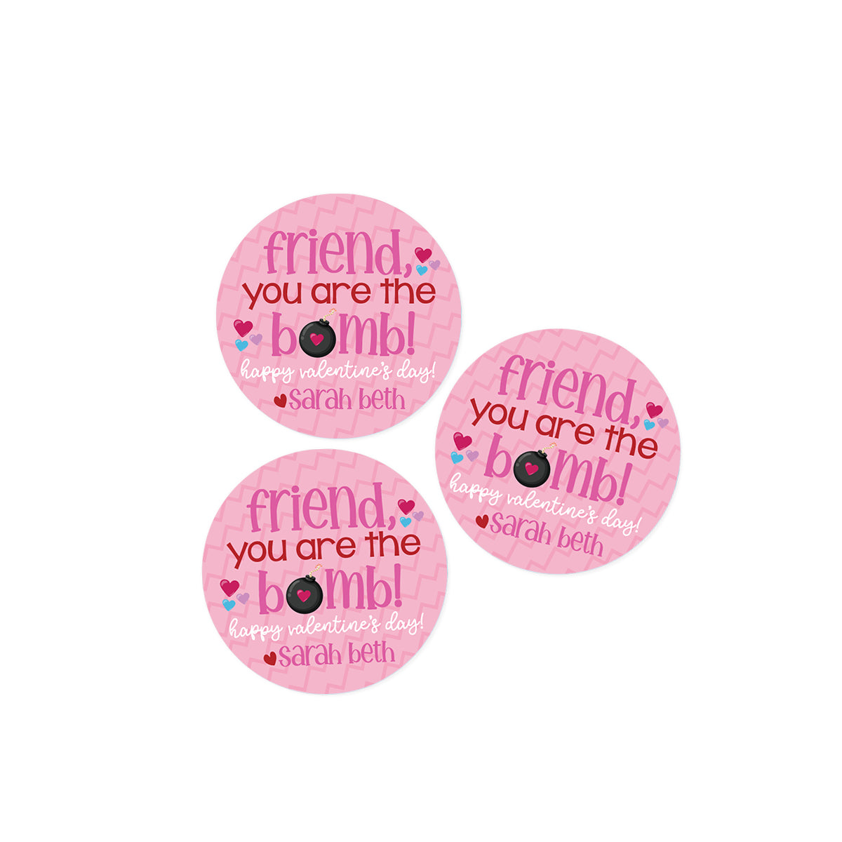 Friend, You're the Bomb Valentines Day Stickers