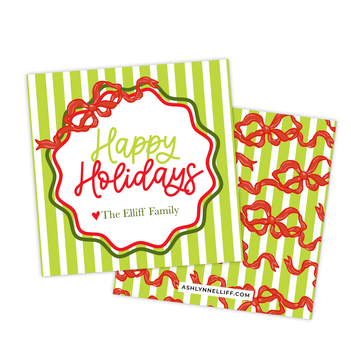 Bows & Stripes Holiday Gift Tag