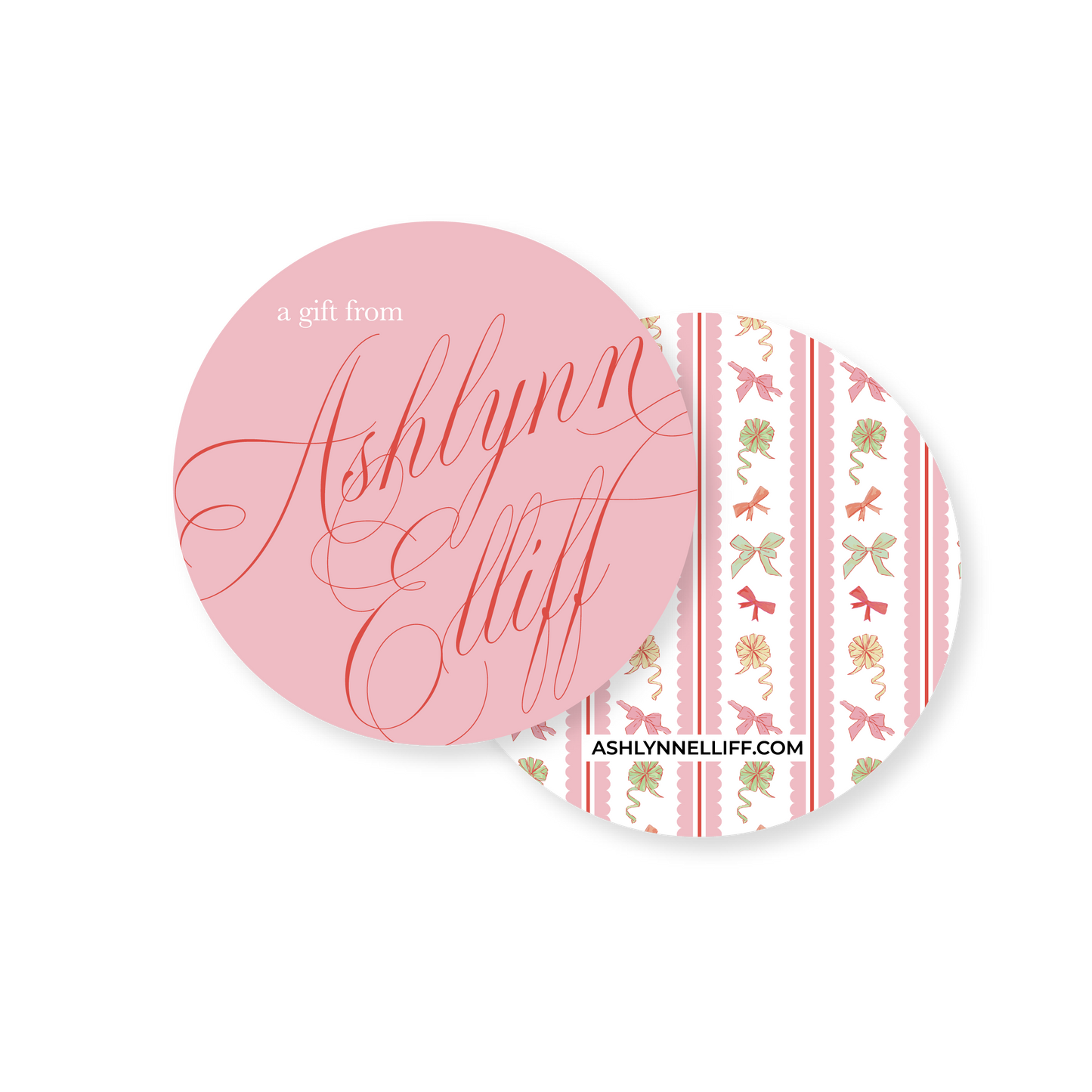 Pink & Bows Personalized Circle Gift Tag