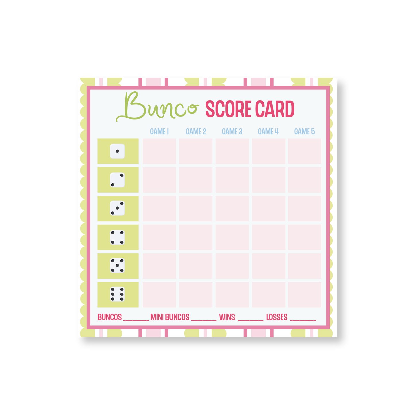 Bunco No. 3 Game Card Notepads