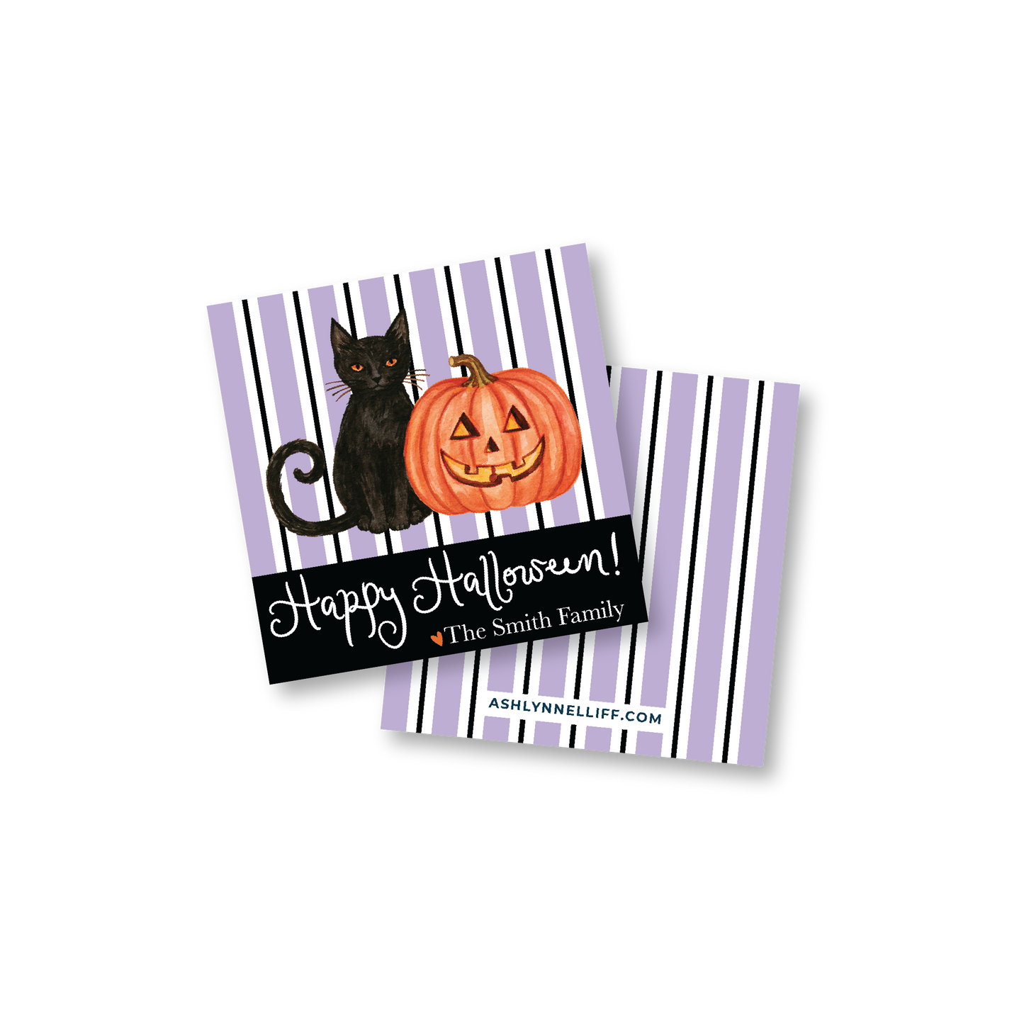 Halloween Cat & Pumpkin Gift Tag