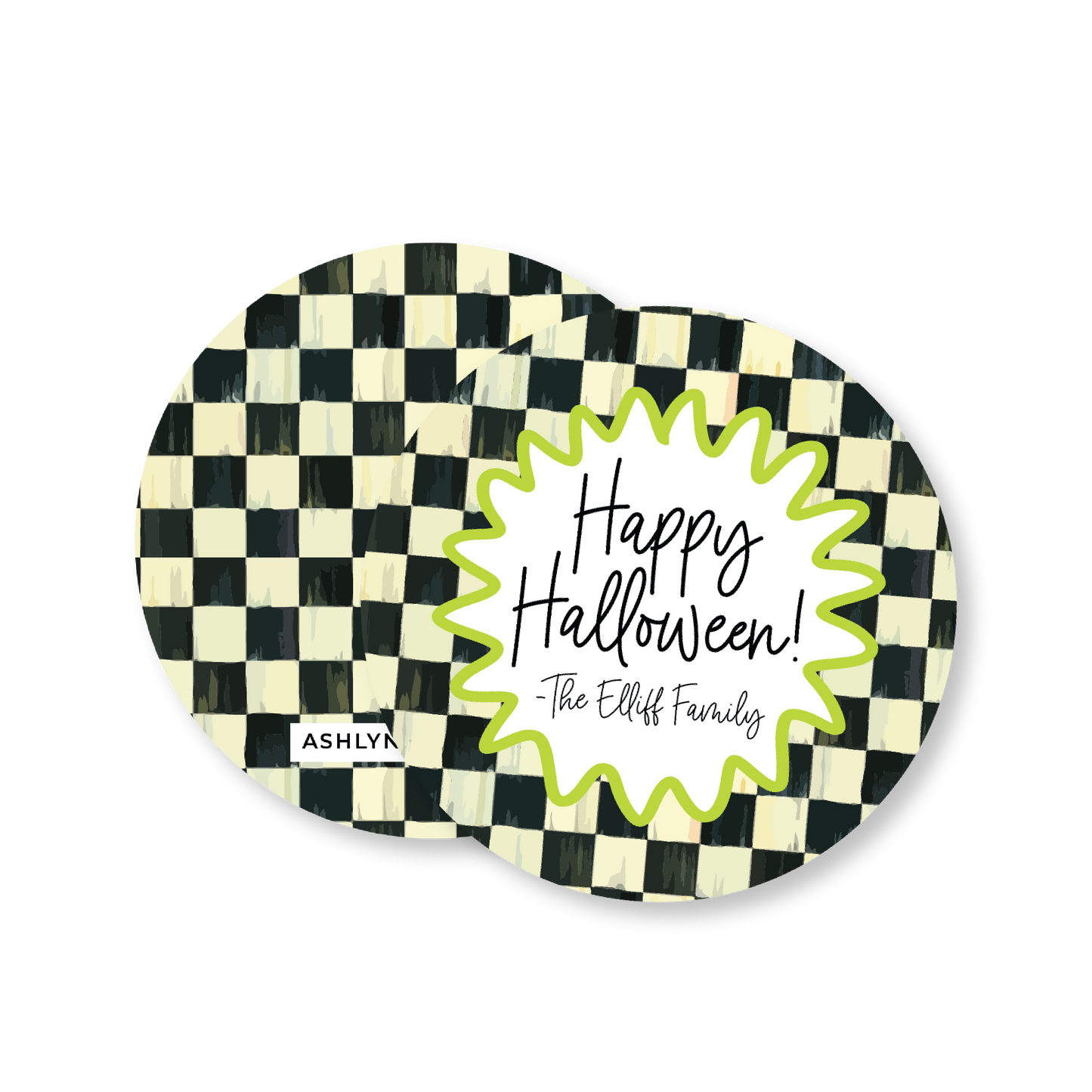 Halloween Check Circle Gift Tag