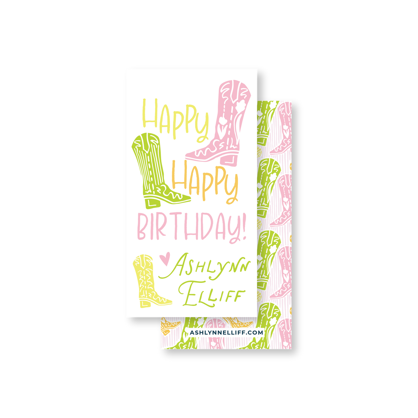 HBD Cowgirl Boots Rectangle Gift Tag