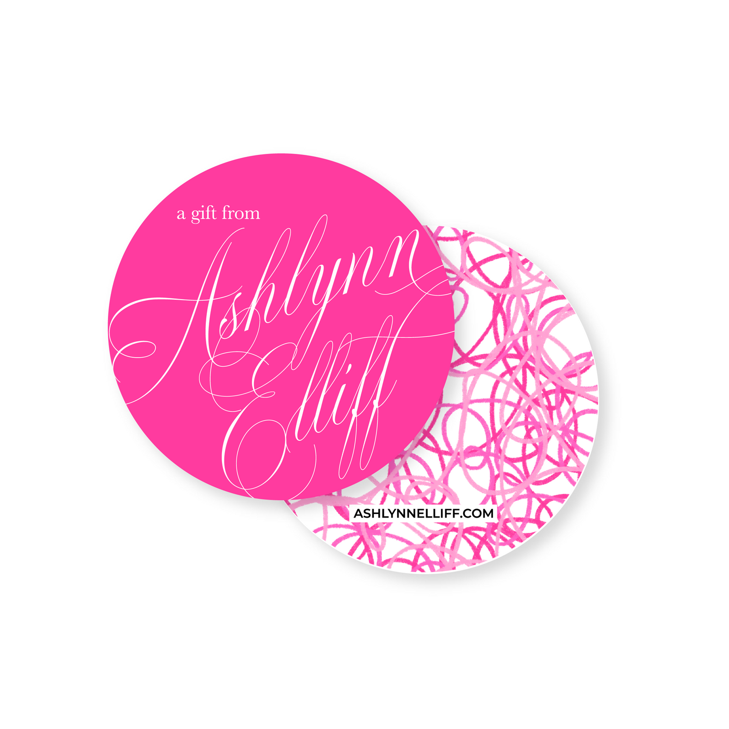 Pink Doodles Personalized Circle Gift Tag