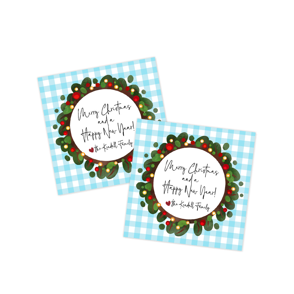 Gingham Wreath Holiday Gift Tag