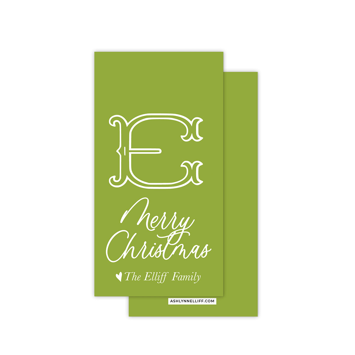 Green Monogram Rectangle Holiday Gift Tag
