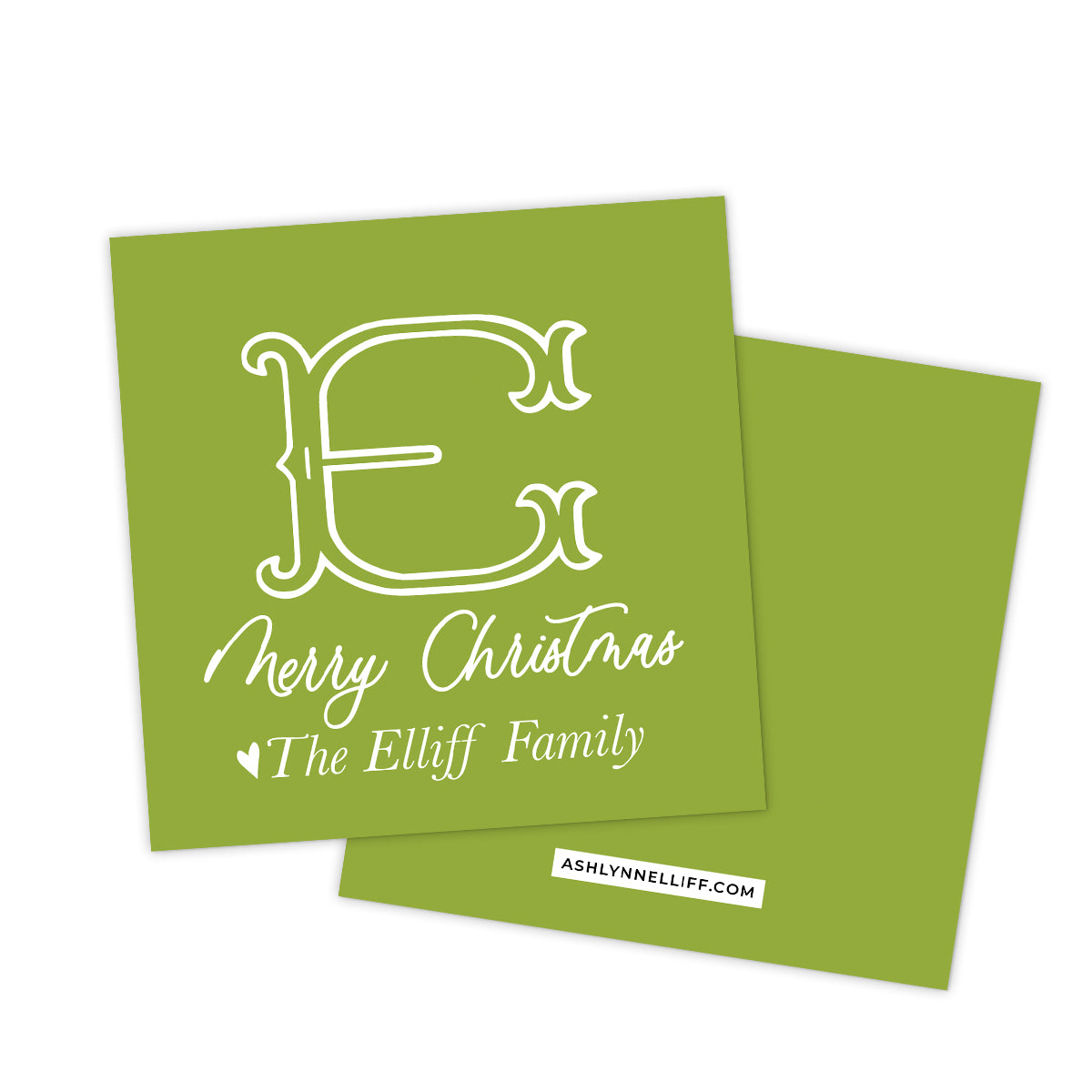 Green Monogram Holiday Gift Tag