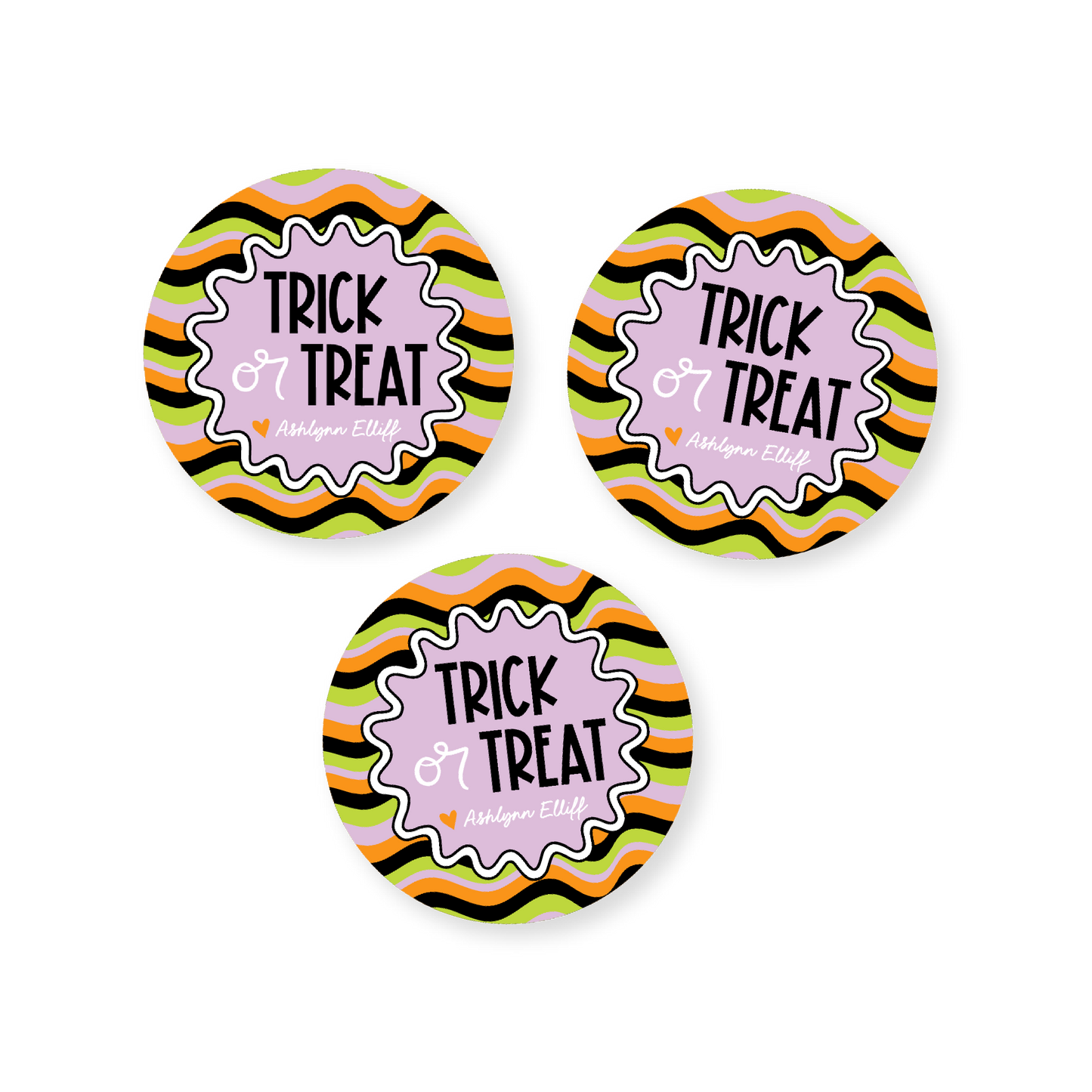 Trick or Treat Squiggle Halloween Stickers