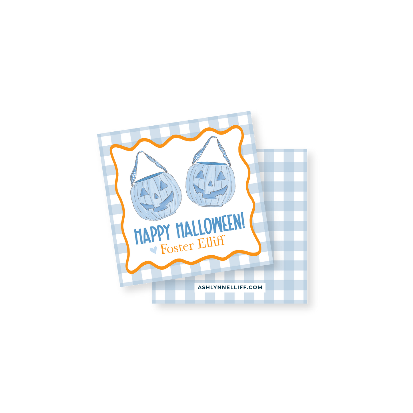 Blue Pumpkin Halloween Gift Tag