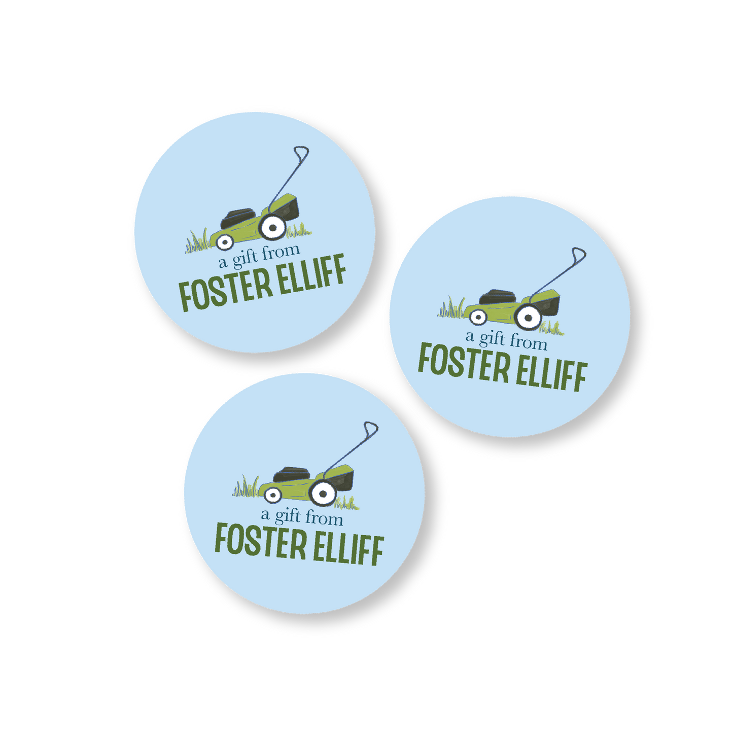 Blue Lawn Mower Gift Stickers