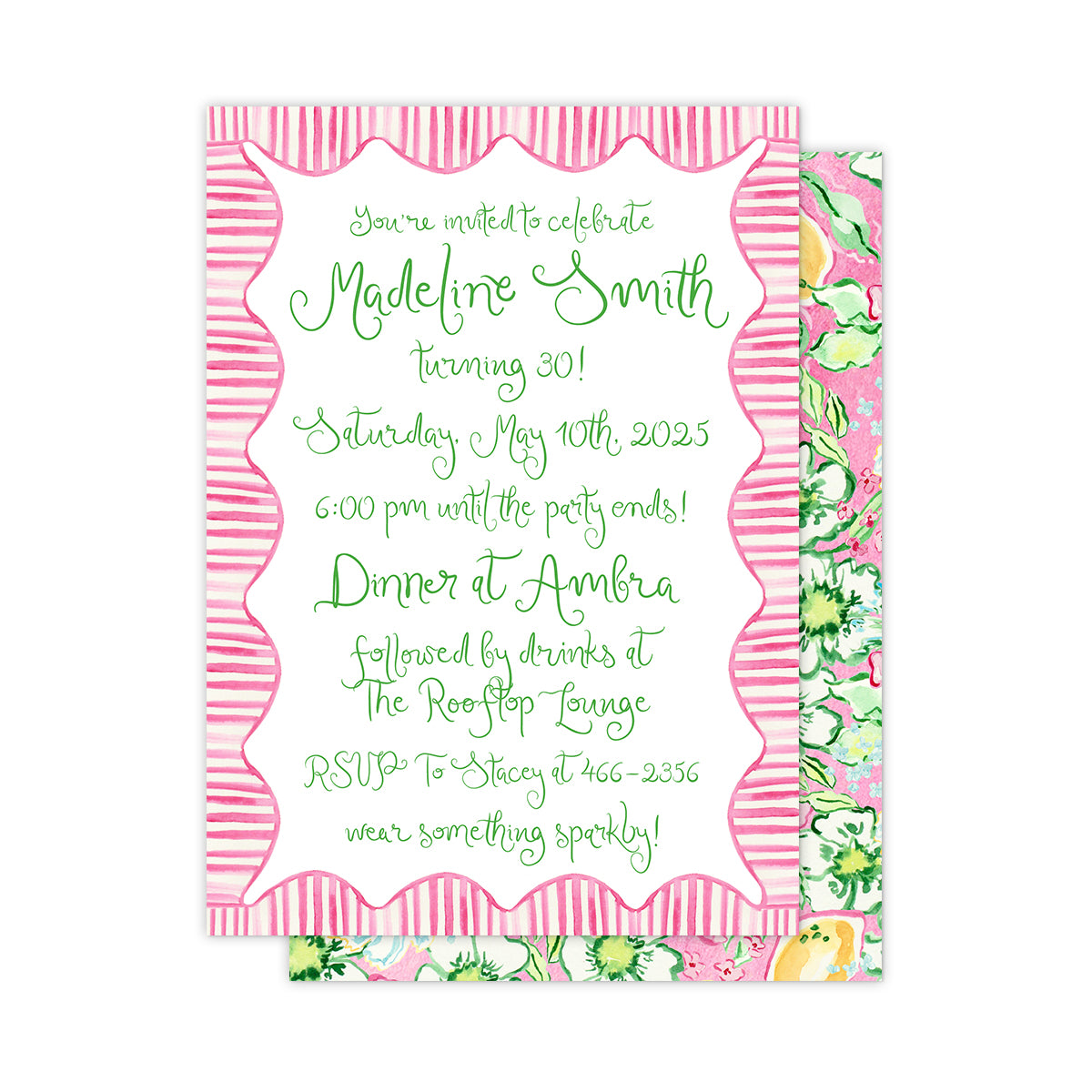 Lily Stripes Party Invitation