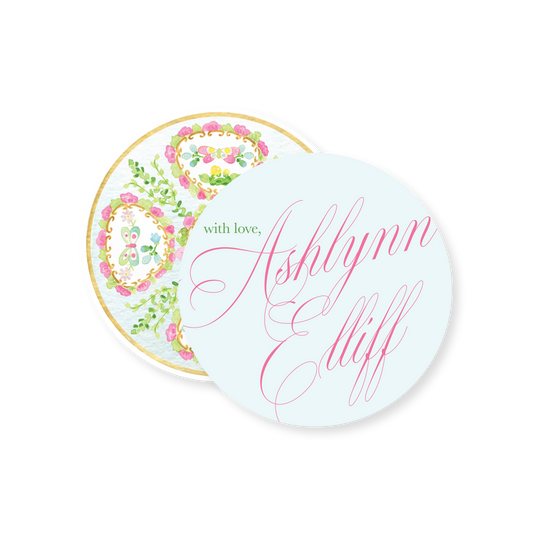 Rose Medallion Personalized Circle Gift Tag