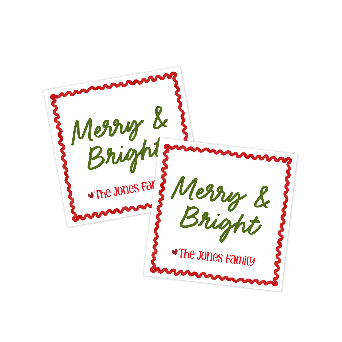Merry & Bright Red Holiday Gift Tag