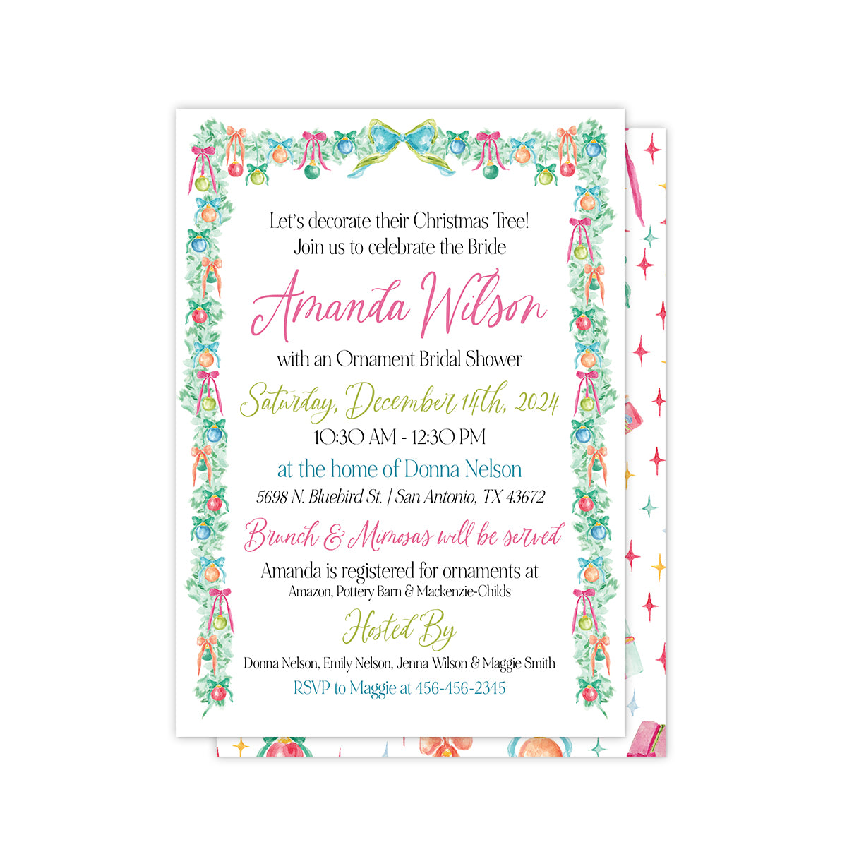 Ornament Holiday Bridal Shower Party Invitation