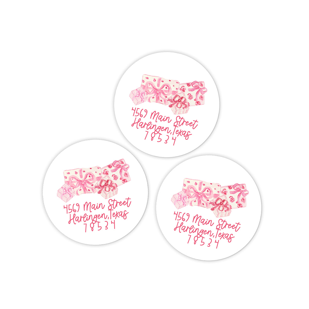 Pink Presents Return Address Holiday Stickers