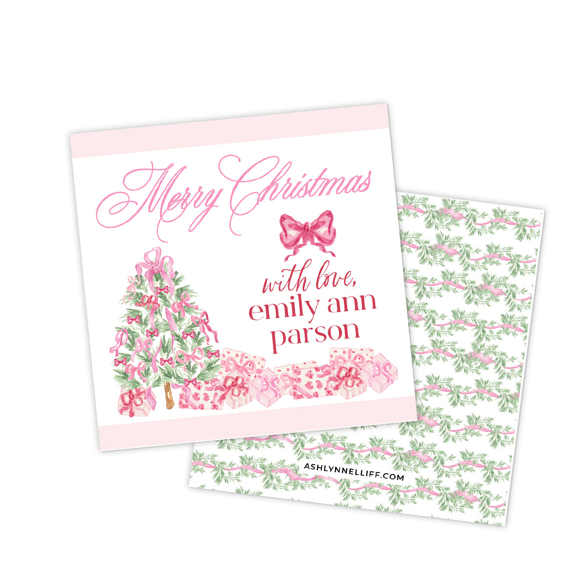 Pink Tree Holiday Gift Tag