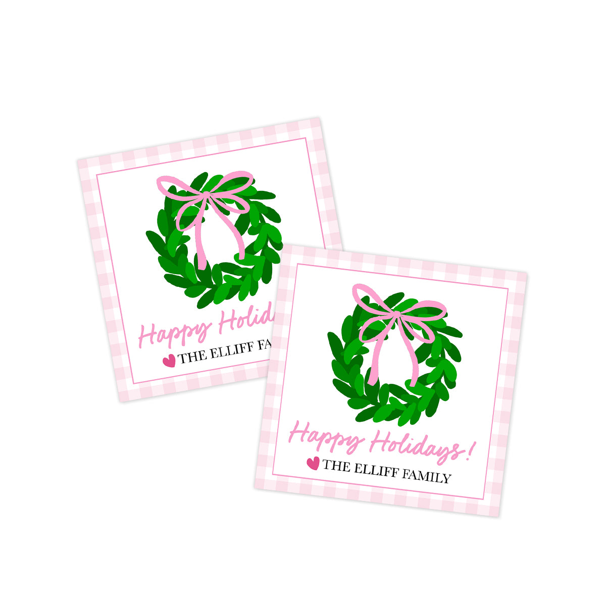 Pink Wreath Holiday Gift Tag