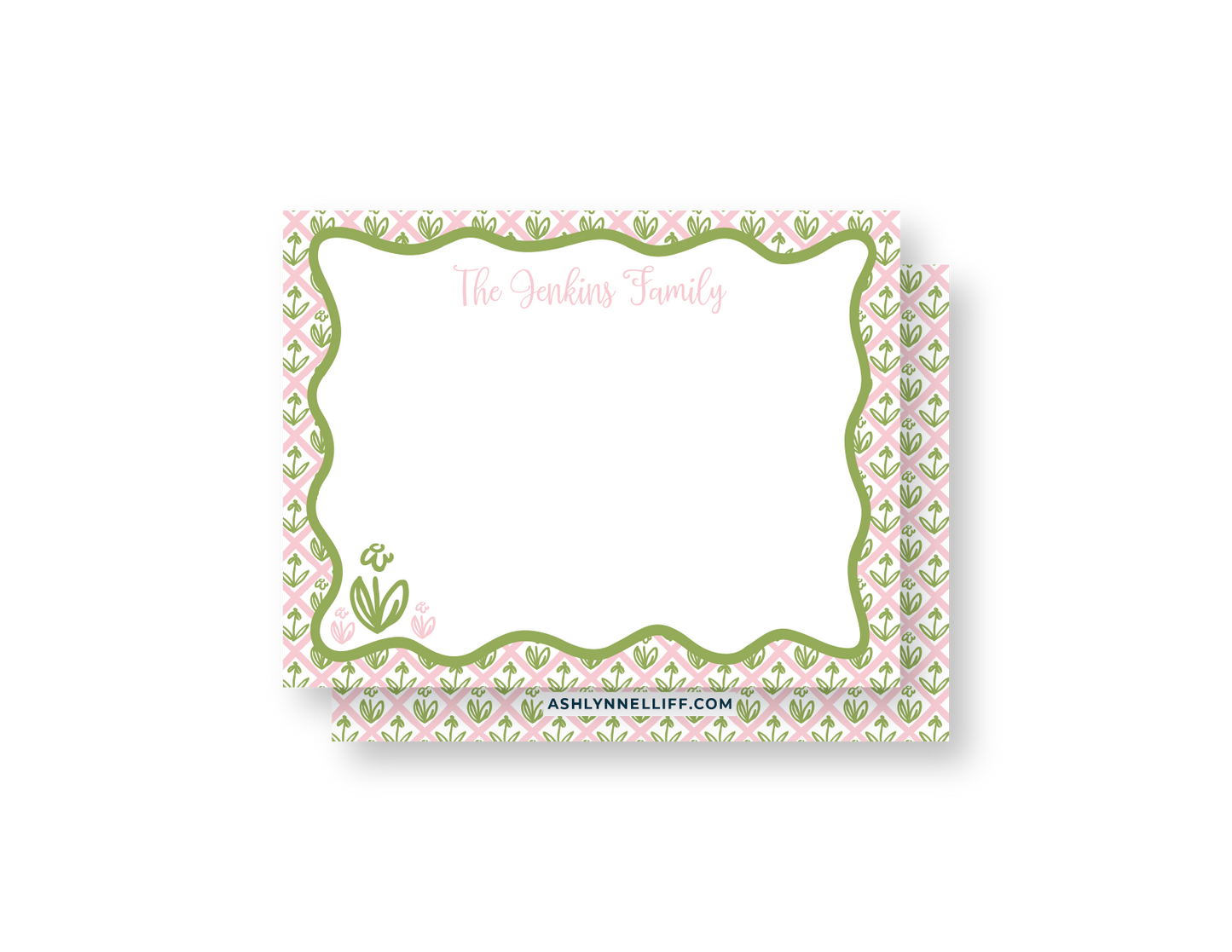 Pink & Green Lattice Stationery