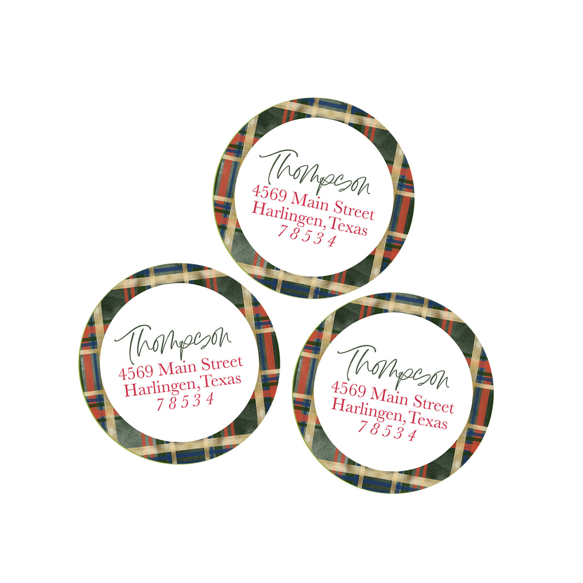 Plaid Return Address Holiday Stickers