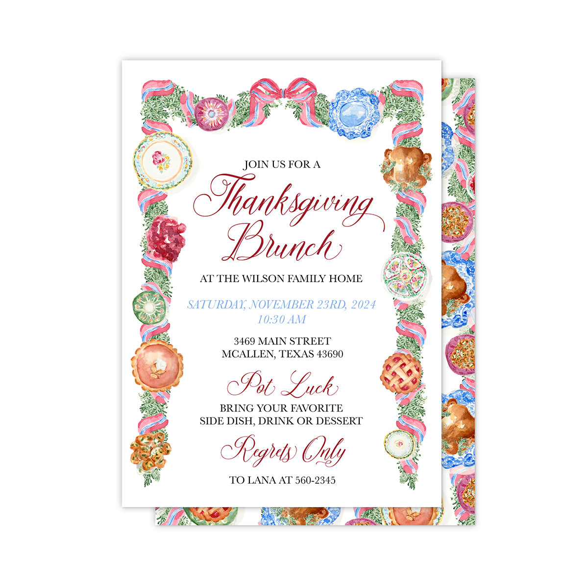 Thanksgiving Potluck Brunch Party Invitation