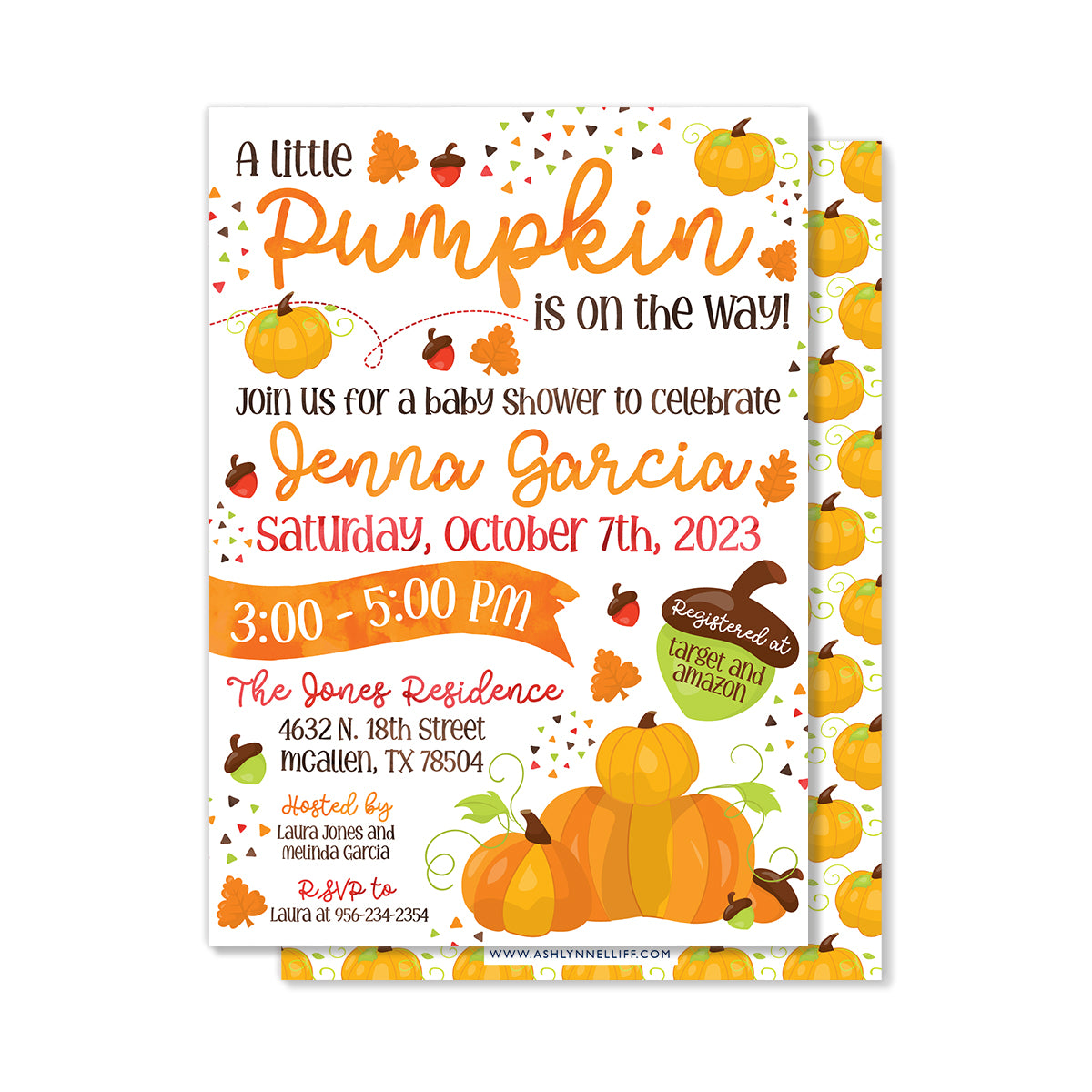 Pumpkin Baby Shower Party Invitation