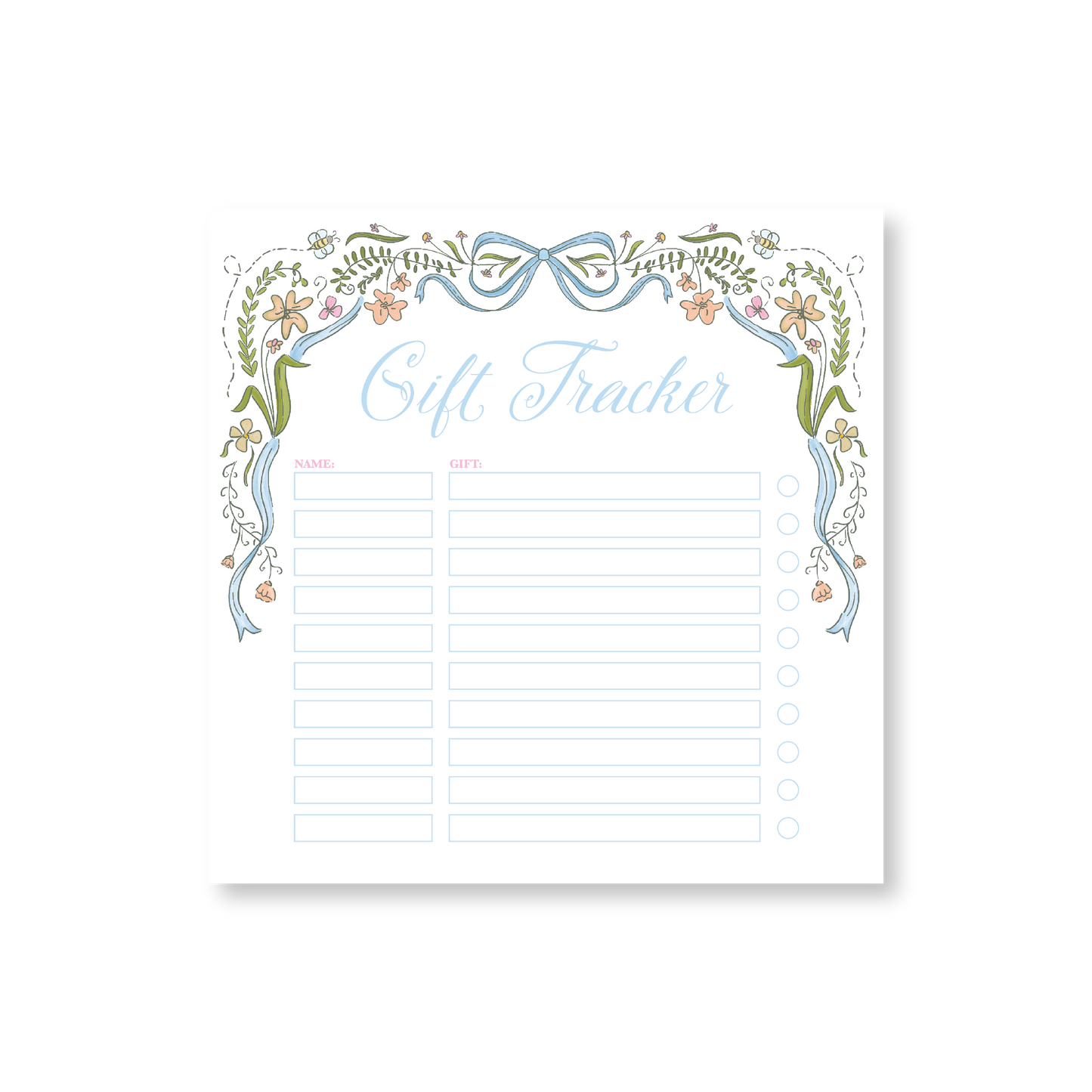 Gift Tracker Bridal (Something Blue) 8" Notepad