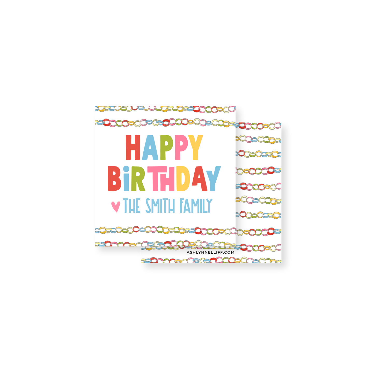 Happy Birthday Paper Chains Gift Tag