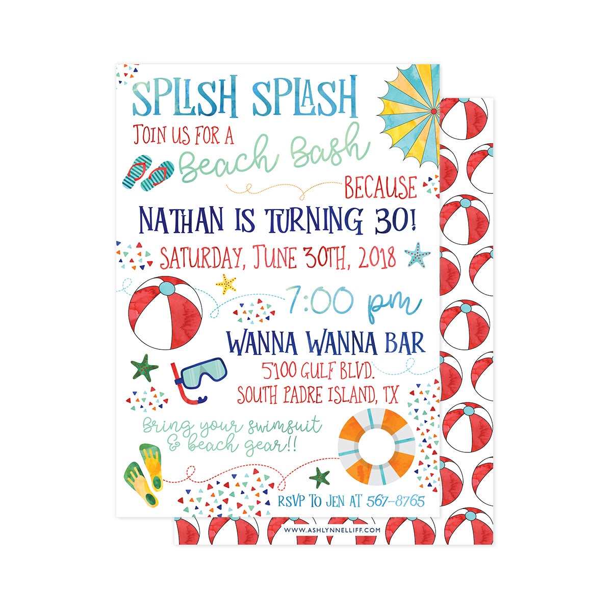 Beach Bash Party Invitation