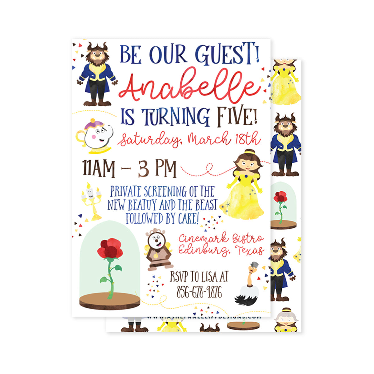 Beauty & the Beast Party Invitation