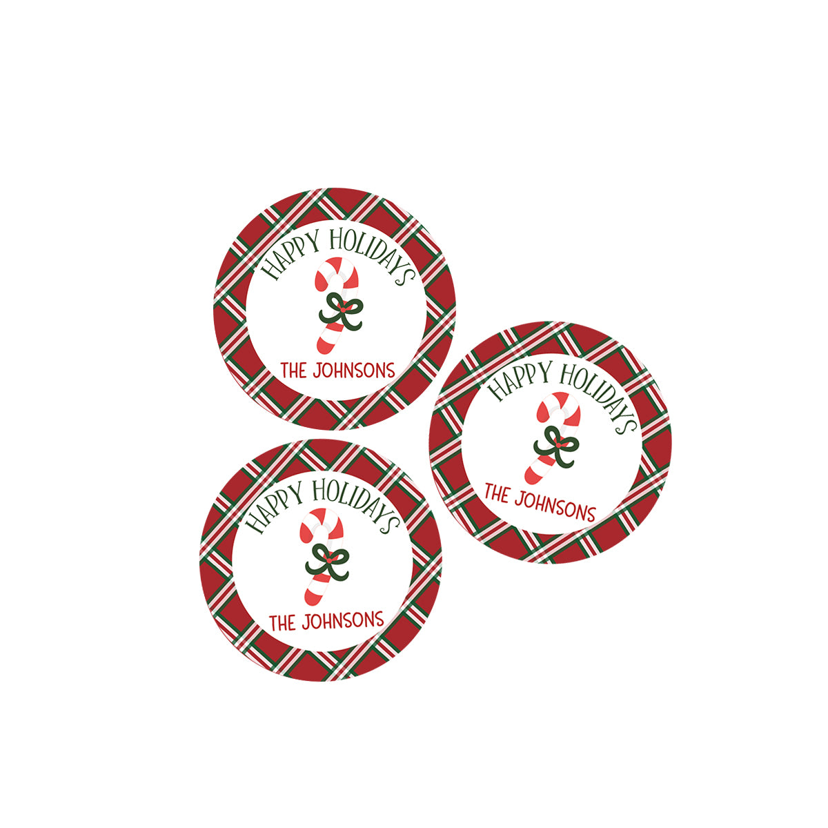 Candy Cane Plaid Stickers