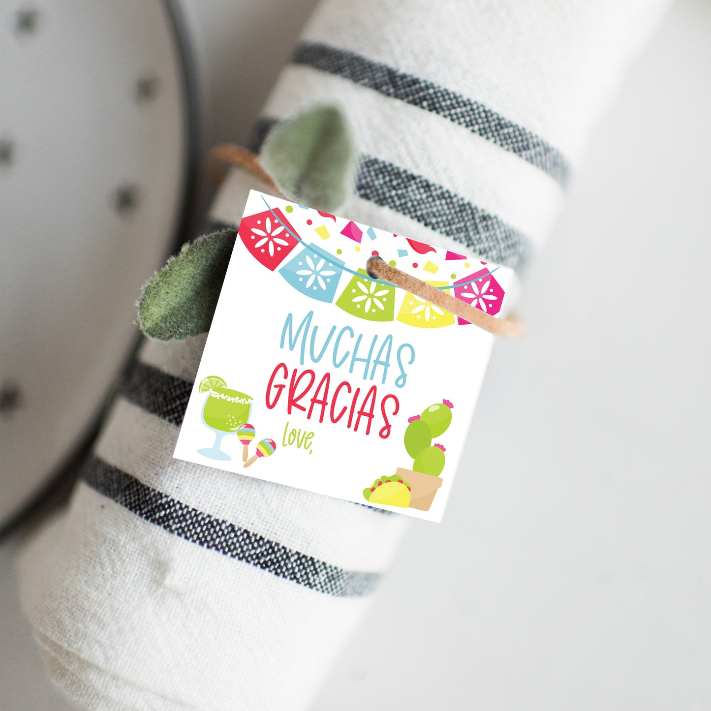 Printable (Instant Download) Fiesta Muchas Gracias Gift Tags