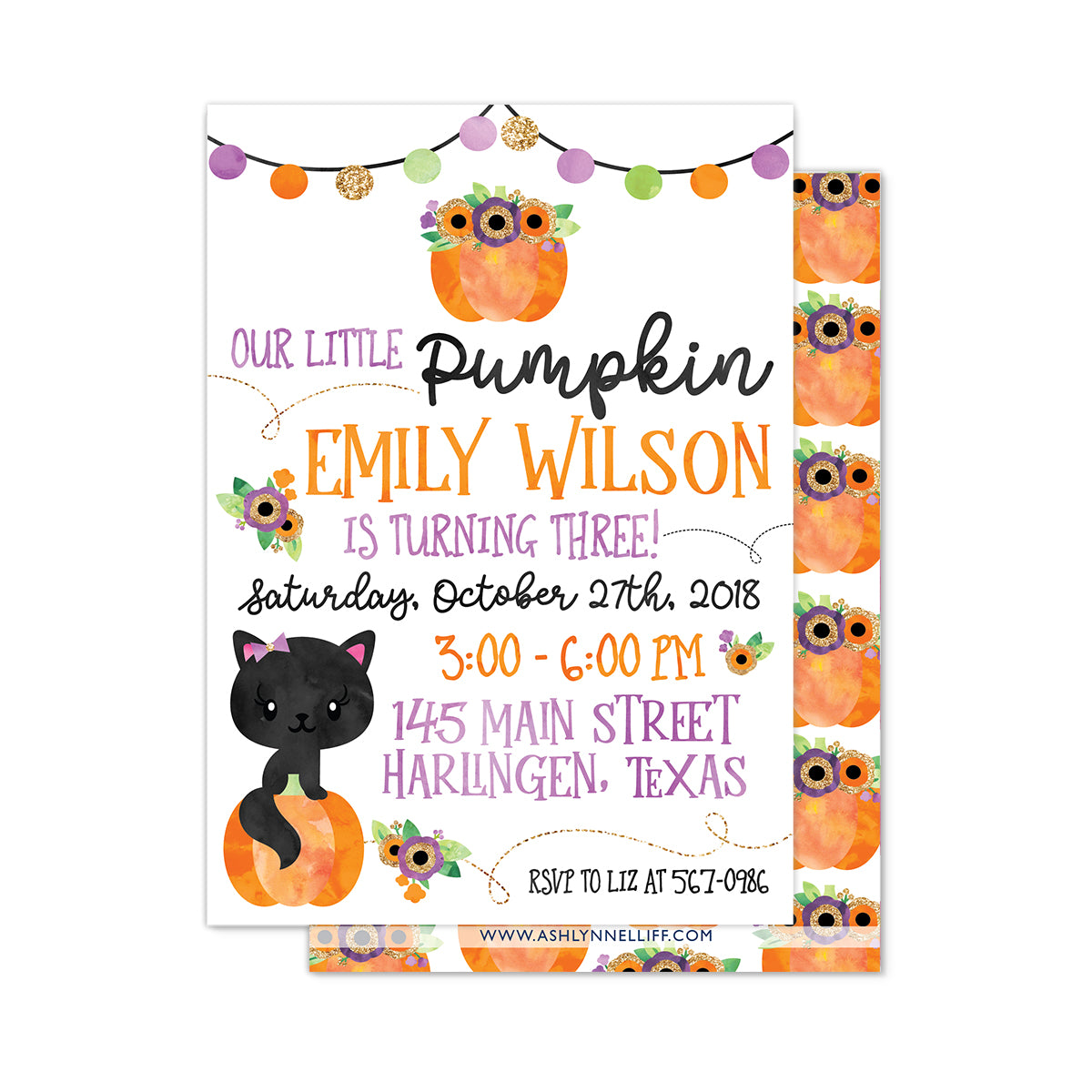 Floral Pumpkin Party Invitation