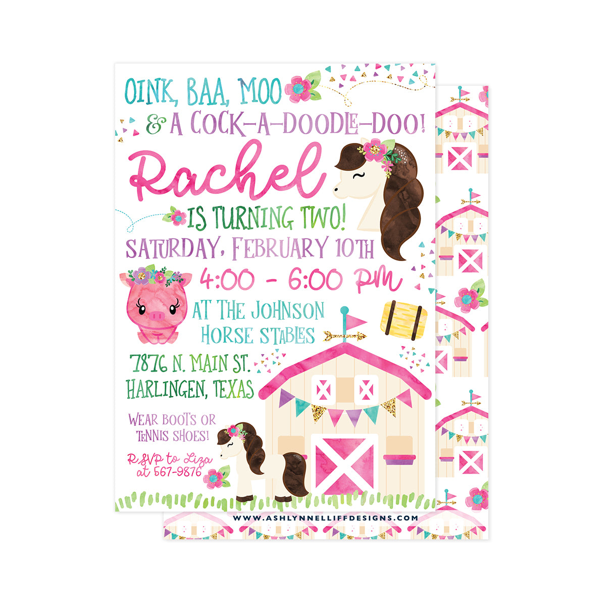 Girl Farmhouse Party Invitation