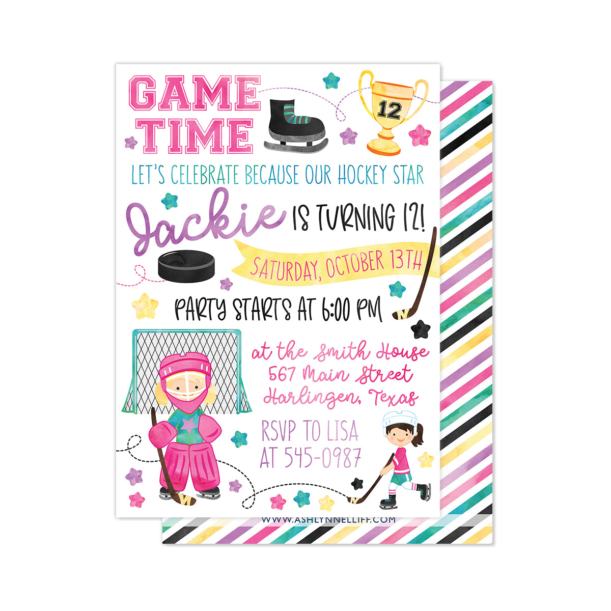 Girl Hockey Party Invitation