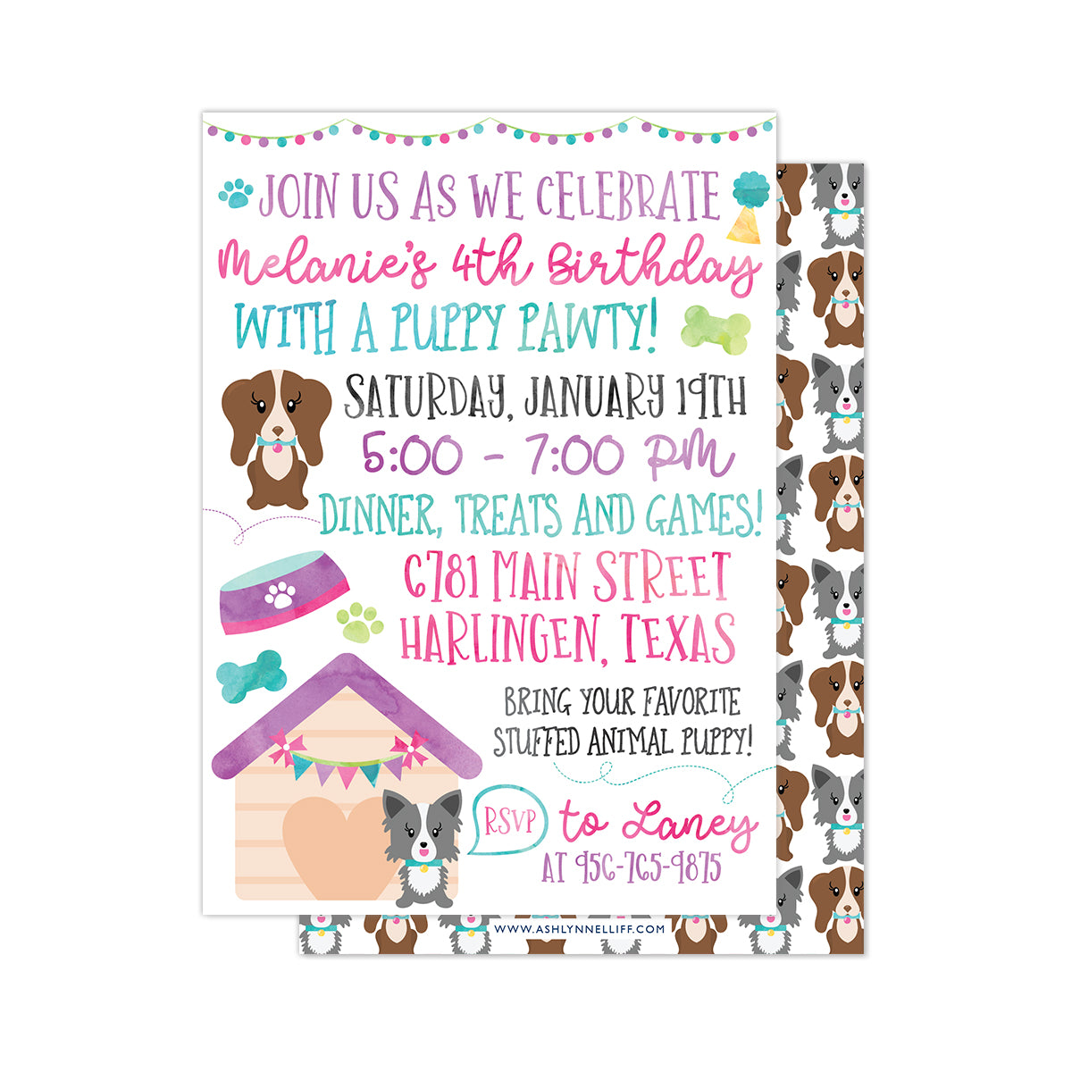 Girly Pawty Party Invitation