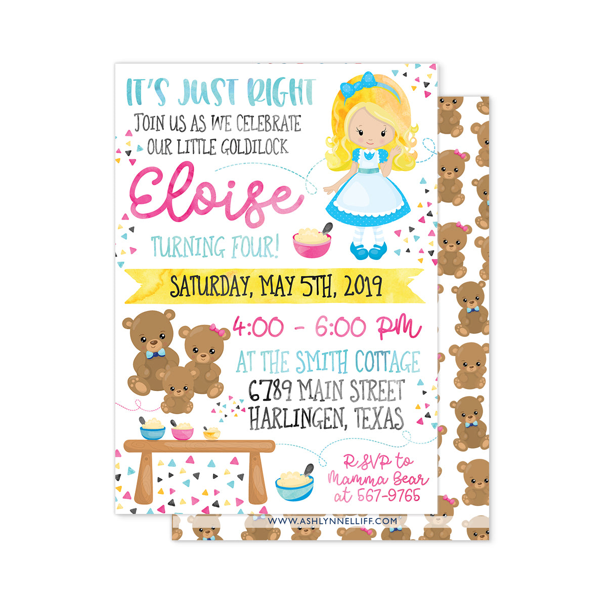 Goldilocks Party Invitation