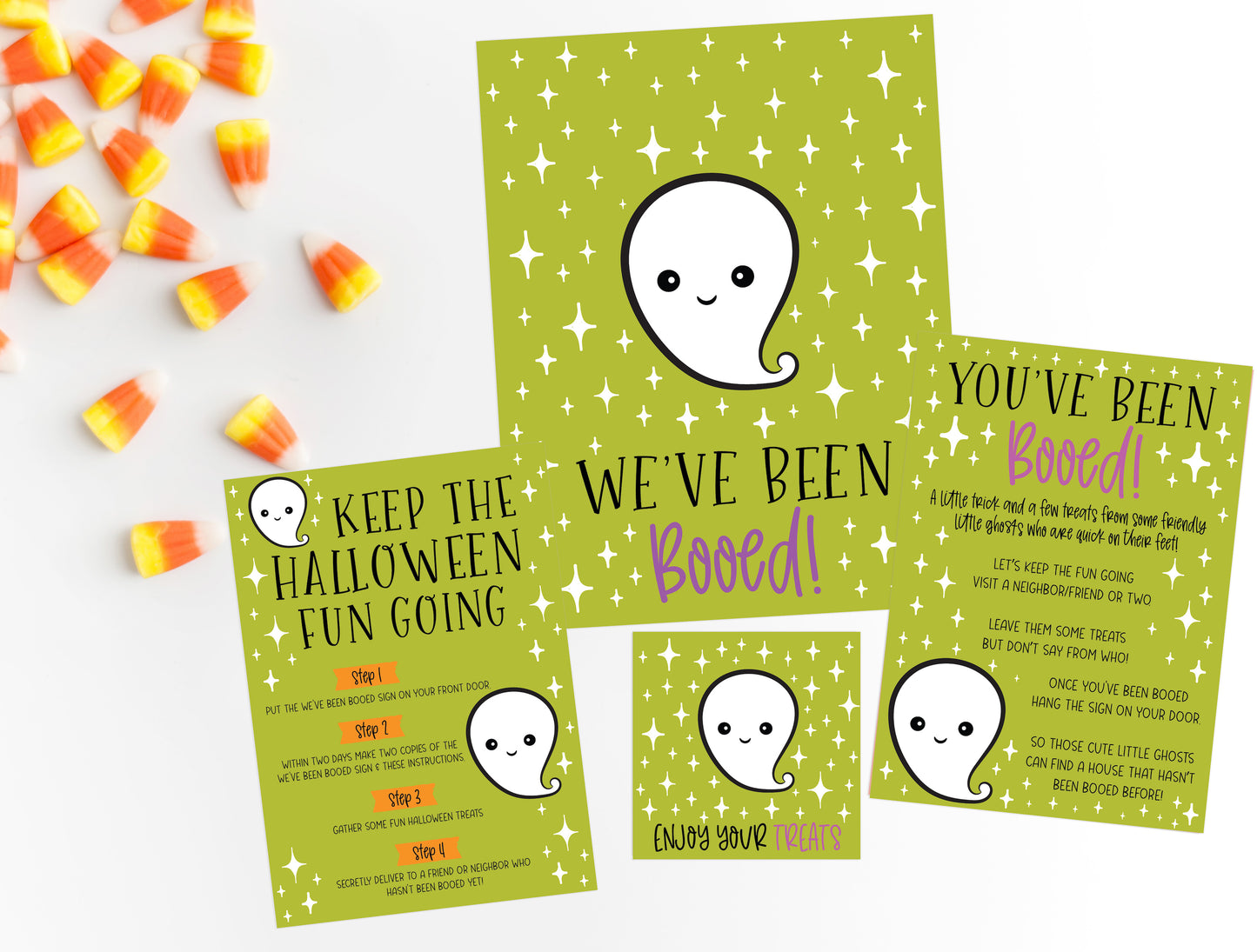 Printable: You've Been Booed! Green Ghost Set