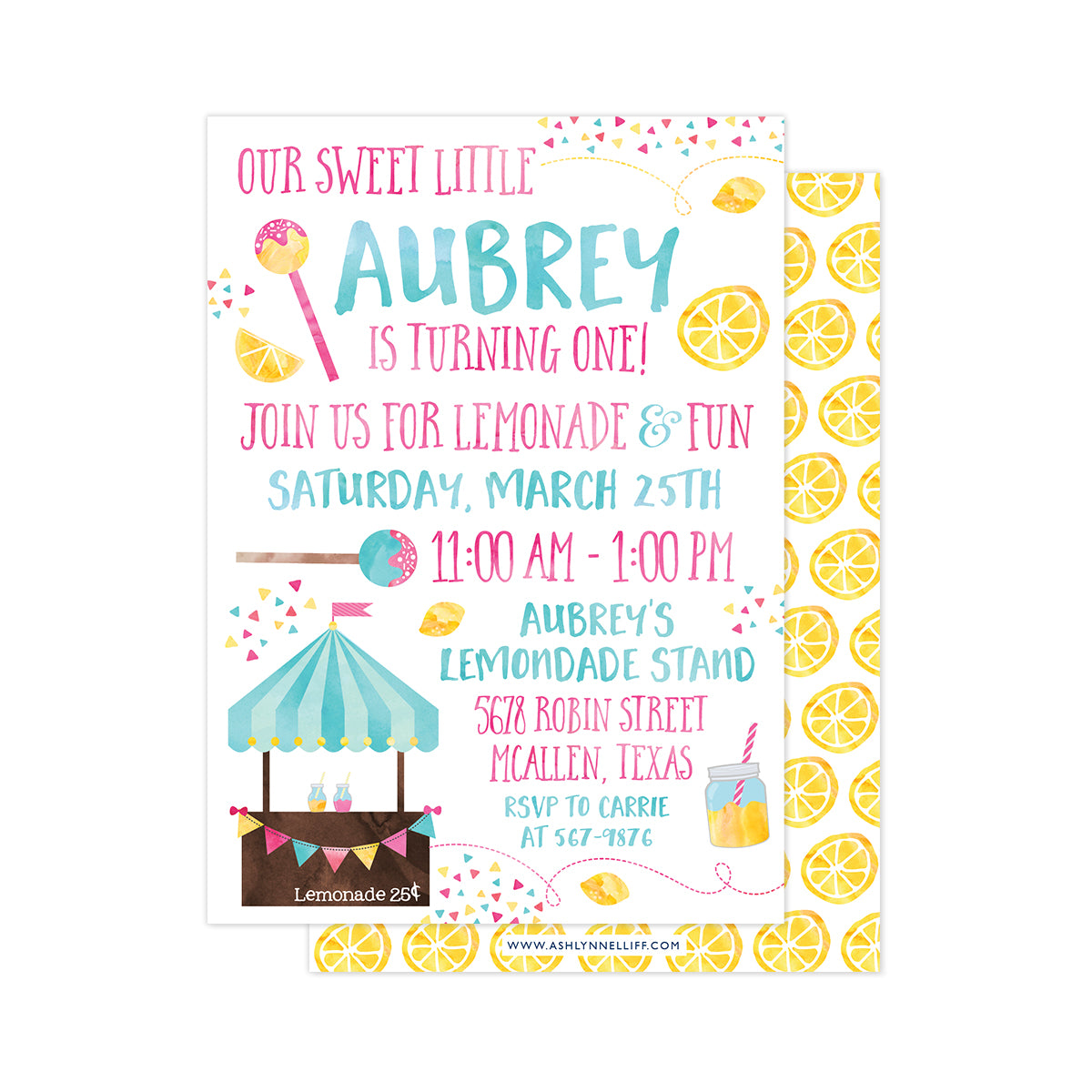 Lemonade Stand Party Invitation