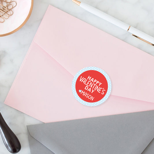 Blue Polka Dot Valentines Day Stickers
